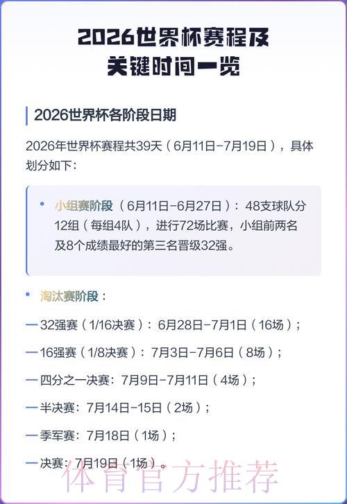 2026世界杯直播全程直播：赛程时间表一览